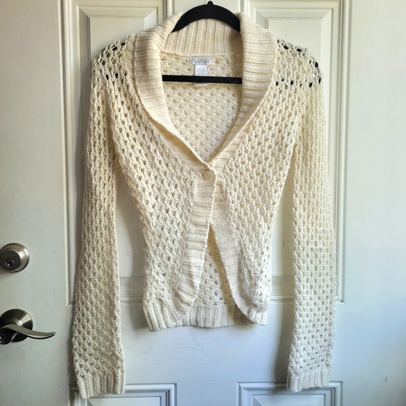 Cream Knit Women's Cardigan - Picture 1 of 5